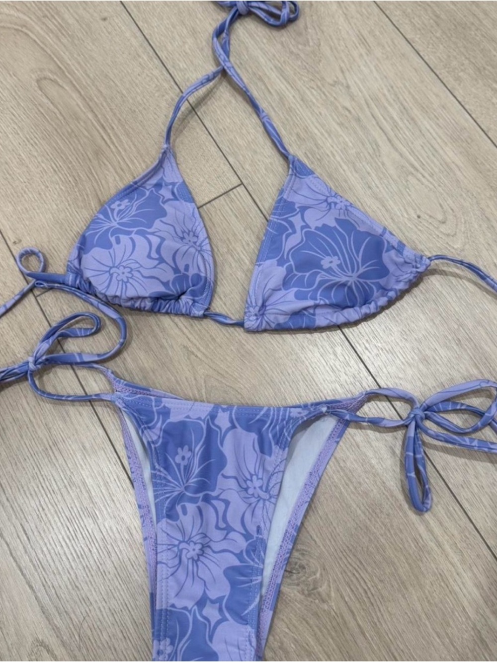 Floral Lavender Tie-Side Bikini Set